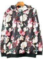 Oasap Retro Floral Print Hoodie