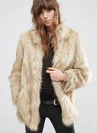 Oasap Women's Faux Fur Solid Color High Neck Coat