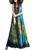 Oasap Women's Sleeveless Peacock Printed Boho Beach Maxi Dress