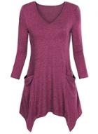 Oasap V Neck Long Sleeve Solid Color Pullover Asymmetric Design Tee Shirt