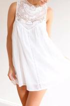 Oasap Sweet A-line White Tank Dress