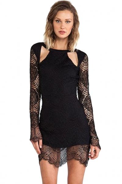 Oasap Sexy Shoulder Cut Outs Lace Mini Dress