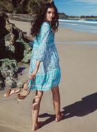 Oasap Bohemian Deep V Neck 3/4 Sleeve Beach Dress