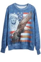 Oasap Street-chic American Flag Sweatshirt