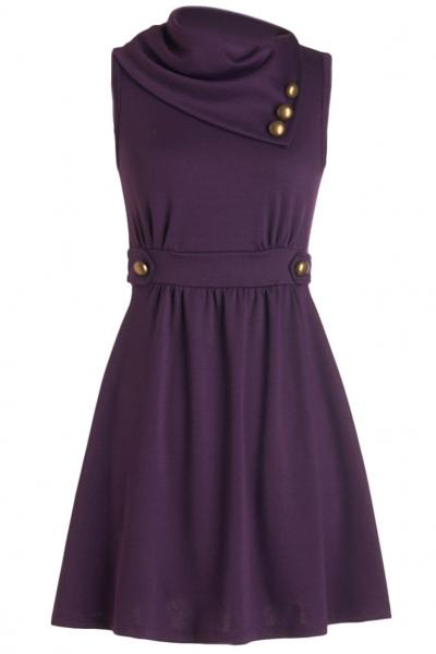 Oasap Chic Oblique Neckline A-line Dress