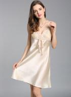 Oasap Glamour Pure Mulberry Silk V Neck Slip Nightgown