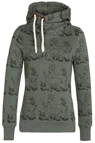 Oasap Sweet Deerlet Printing Drawstring Hooded Sweatshirt