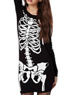 Oasap Women's Halloween Skeleton Print Bodycon Dress