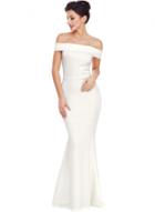 Oasap Elegant Off Shoulder Ruffle Maxi Evenign Dress
