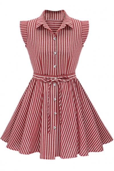 Oasap Gorgeous Button Up Printed Skater Dress