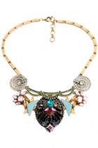 Oasap Vintage Statement Necklace With Gemstone Dangle