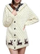 Oasap Christmas Fair Isle Print Hooded Knit Coat