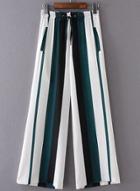 Oasap Elastic Waist Stripe Wide-leg Pants