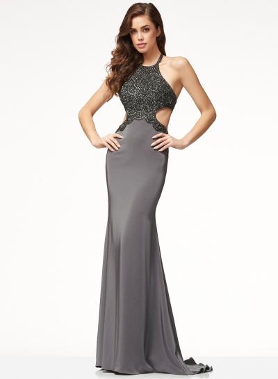 Oasap Halter Neck Sequins Decoration Slim Fit Backless Dress