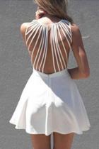 Oasap White Strappy Back Sleeveless Skater Dress