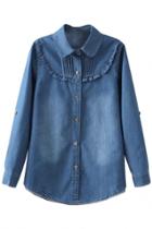 Oasap Delicate Sweet Distressed Denim Shirt