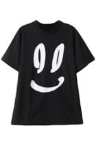Oasap Smile Expression Print Short Sleeve Cotton Knit Tee
