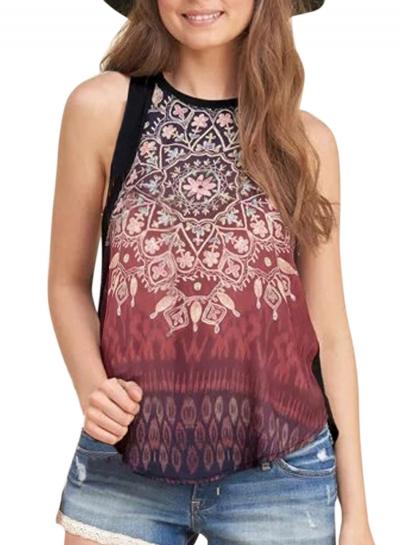 Oasap Women's Casual Sleeveless Summer Printed Pullover Tank Top