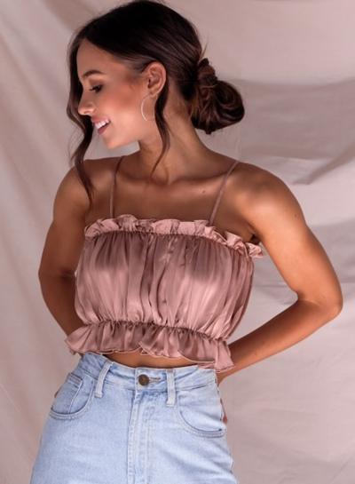 Oasap Spaghetti Strap Off Shoulder Crop-top