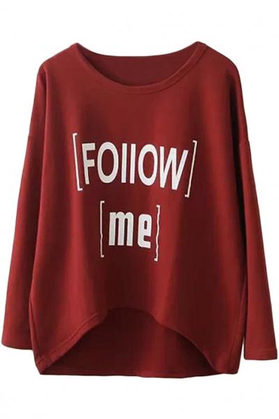 Oasap Follow Me Print High-low Sweatshirt
