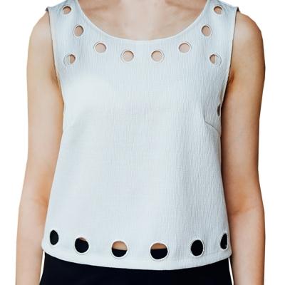 Oasap Women's Hollow Out Design Sleeveless Round Neck Top