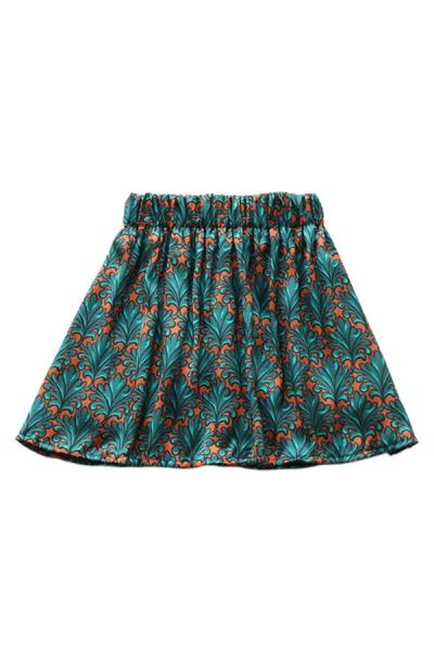Oasap Leaves Print Skater Skirt