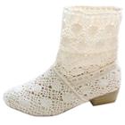 Oasap Crochet Hollow Out Chunky Heels Ankle Boots