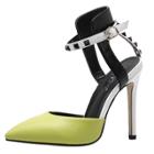 Oasap Pointed Toe High Heels Ankle Strap Rivet Pumps