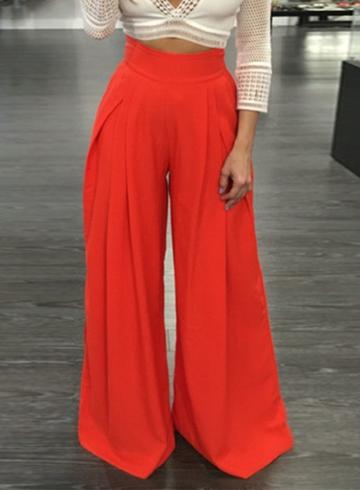 Oasap High Waist Loose Fit Wide-leg Pleated Pants