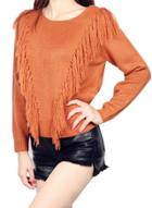 Oasap Fashion Loose Fit Pullover Sweater With Tassel
