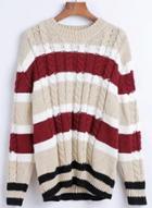 Oasap Round Neck Long Sleeve Striped Sweaters