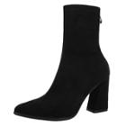 Oasap Solid Color High Heels Pointed Toe Back Zipper Mid-calf Boots