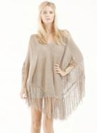 Oasap Hollow Out Fringed Bikini Cover-up Beachwear