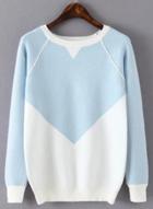 Oasap Round Neck Color Splicing Long Sleeve Sweaters