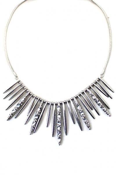 Oasap Exaggerate Silver Plated Spike Necklace