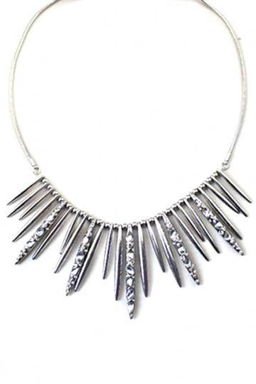 Oasap Exaggerate Silver Plated Spike Necklace
