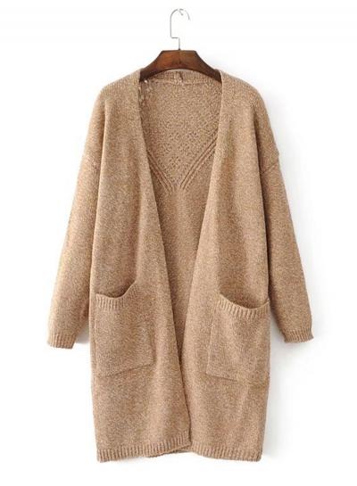 Oasap Casual V Neck Long Sleeve Solid Cardigans