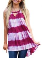 Oasap Women's Fashion Sleeveless Striped Loose Fit High Low Tank