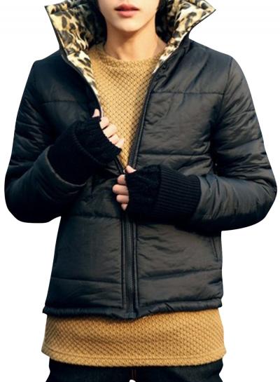 Oasap Men's Fashion Winter Leopard Full Zip Reversible Coat