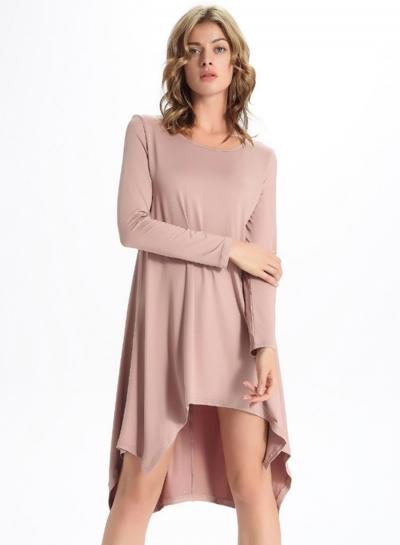 Oasap Fashion Long Sleeve Loose Solid Irregular Dress
