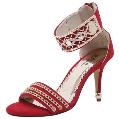 Oasap Open Toe Metal Chain Stiletto Heels Sandals