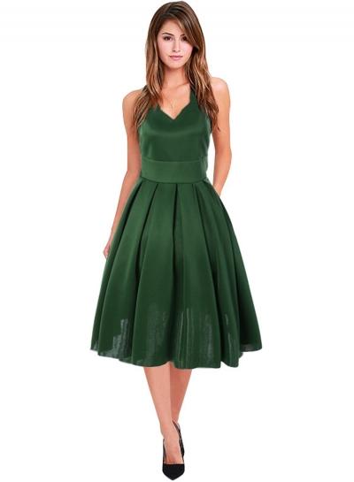 Oasap A-line Sleeveless V Neck Pleated Cocktail Dress