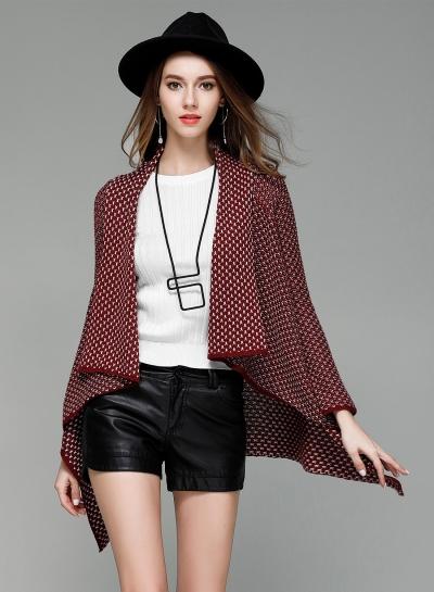 Oasap Long Sleeve Open Front Knit Irregular Cardigan