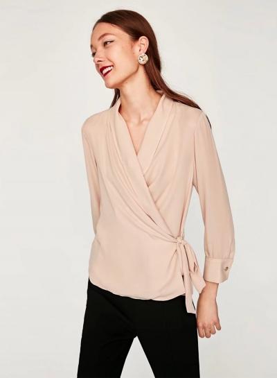 Oasap Fashion Wrap V Neck Long Sleeve Blouse
