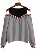 Oasap Off Shoulder Long Sleeve Stripe Pullover Sweatshirt