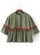 Oasap Round Neck Tassels Decoration Coats