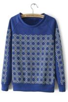 Oasap Round Print Fleece Sweatshirt