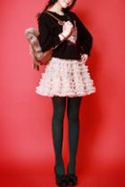 Oasap Classic Black Ruffled Lacy Skirt With Elasticated Waistline
