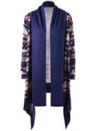 Oasap Open Front Long Sleeve Printed Cardigan