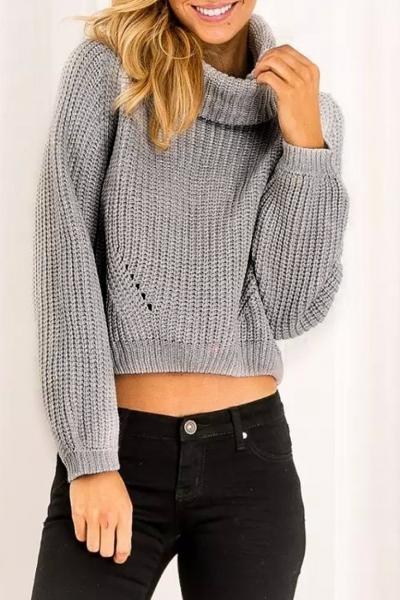 Oasap Fancy Pullover Turtle Neck Knit Crop Sweater
